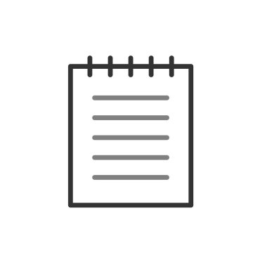 Not Defteri basit simgesi, vektör illüstrasyonu