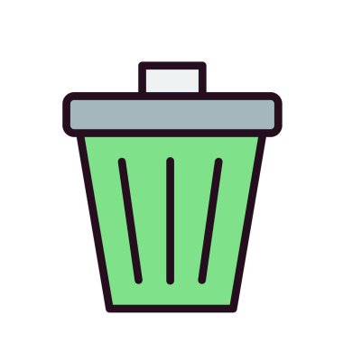 Çöp kovası basit simgesi, vektör illüstrasyonu