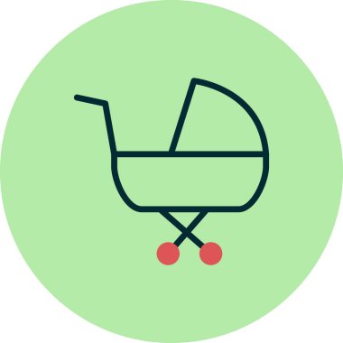 çocuk arabası basit simgesi, vektör çizim