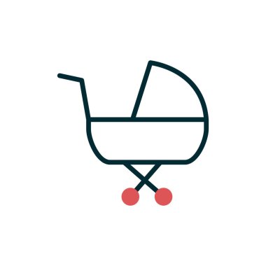 çocuk arabası basit simgesi, vektör çizim