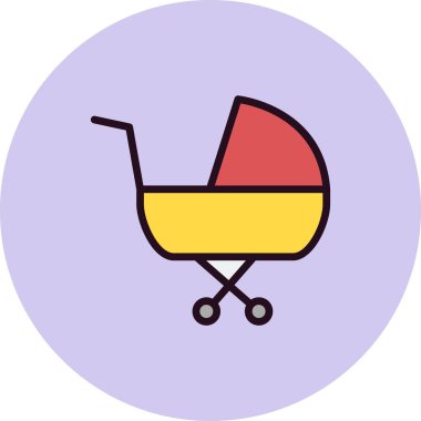 çocuk arabası basit simgesi, vektör çizim