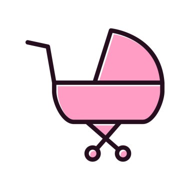 çocuk arabası basit simgesi, vektör çizim