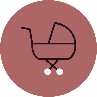 çocuk arabası basit simgesi, vektör çizim