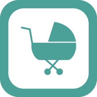 çocuk arabası basit simgesi, vektör çizim