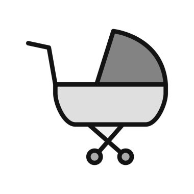 çocuk arabası basit simgesi, vektör çizim