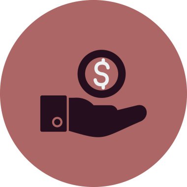 Dolar işareti simgesi olan el, vektör illüstrasyonu