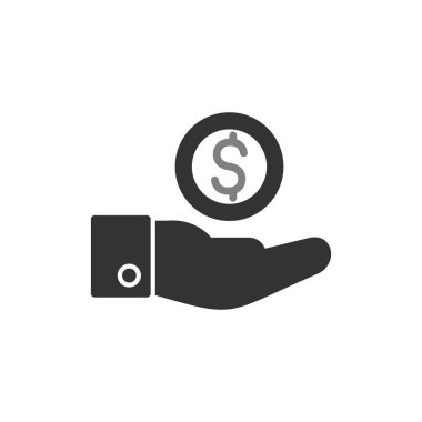 Dolar işareti simgesi olan el, vektör illüstrasyonu