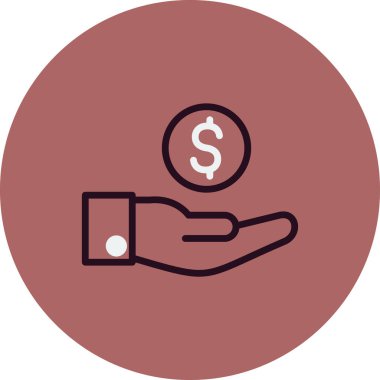 Dolar işareti simgesi olan el, vektör illüstrasyonu