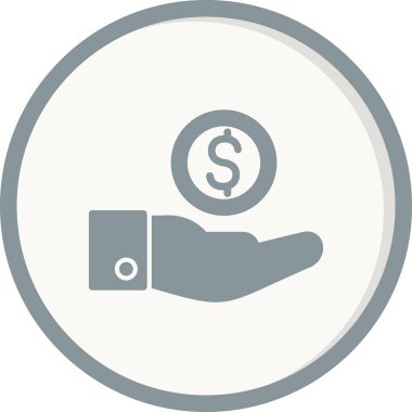 Dolar işareti simgesi olan el, vektör illüstrasyonu