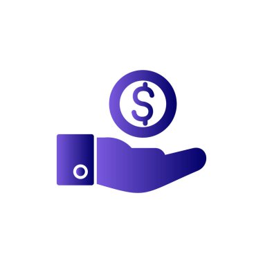 Dolar işareti simgesi olan el, vektör illüstrasyonu