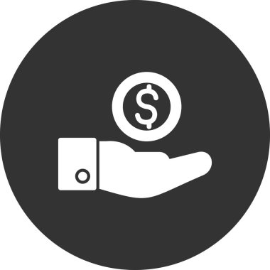 Dolar işareti simgesi olan el, vektör illüstrasyonu