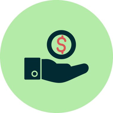 Dolar işareti simgesi olan el, vektör illüstrasyonu