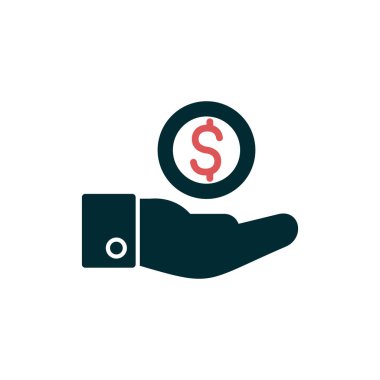 Dolar işareti simgesi olan el, vektör illüstrasyonu