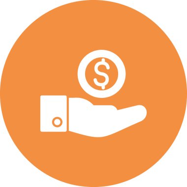 Dolar işareti simgesi olan el, vektör illüstrasyonu