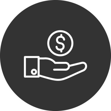 Dolar işareti simgesi olan el, vektör illüstrasyonu