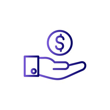 Dolar işareti simgesi olan el, vektör illüstrasyonu