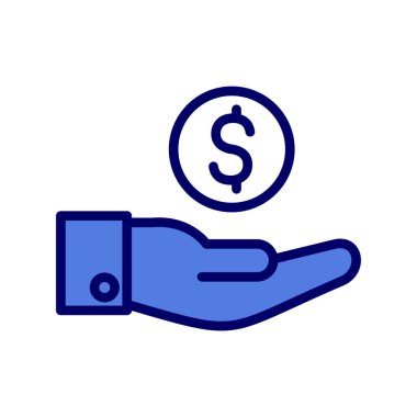 Dolar işareti simgesi olan el, vektör illüstrasyonu