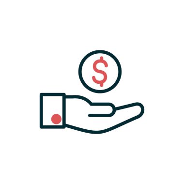 Dolar işareti simgesi olan el, vektör illüstrasyonu