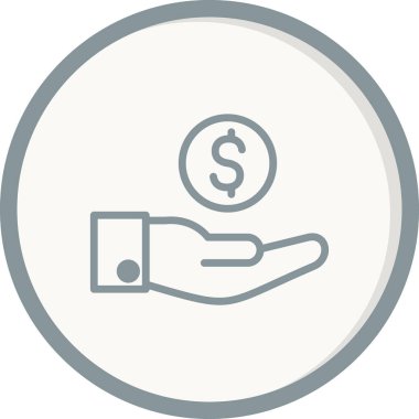 Dolar işareti simgesi olan el, vektör illüstrasyonu