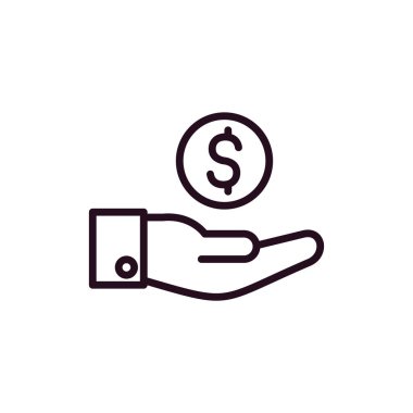 Dolar işareti simgesi olan el, vektör illüstrasyonu