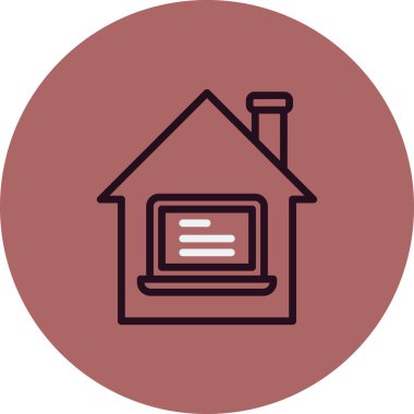 Ev simgesinden çalış, basit vektör tasarımı