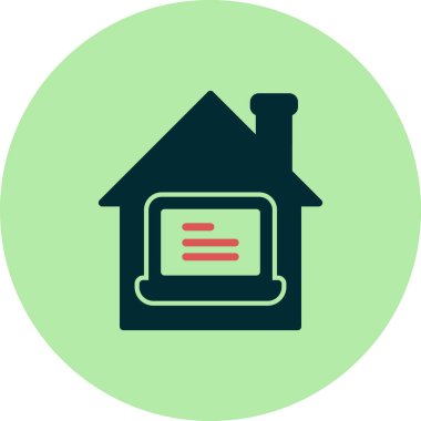 Ev simgesinden çalış, basit vektör tasarımı