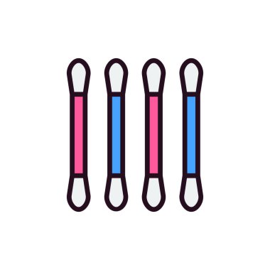 Cotton Buds basit simgesi, vektör illüstrasyonu