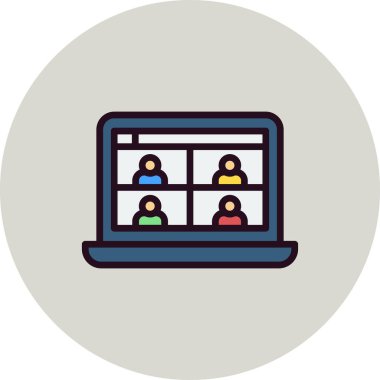 Modern Görüntü Konferansı simgesinin vektör illüstrasyonu