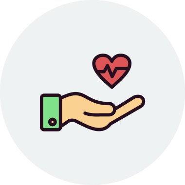 Kalp ikonu vektör illüstrasyonu. Destekle 