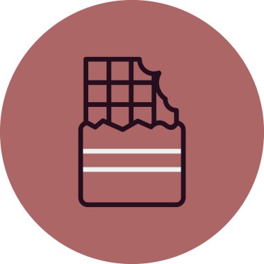 Çikolata ikonu vektörü. İnce çizgi işareti. İzole edilmiş kontür sembolü gösterimi 