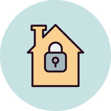 Güvenli ev simgesi, vektör illüstrasyonu