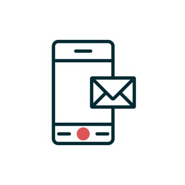 cep telefonu simgesi, vektör illüstrasyonu. Posta 