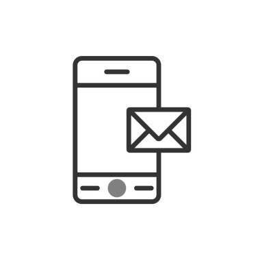 cep telefonu simgesi, vektör illüstrasyonu. Posta 