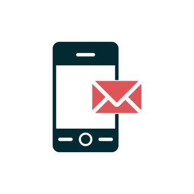 cep telefonu simgesi, vektör illüstrasyonu. Posta 