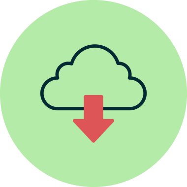 Bulut indirme. Web simgesi basit illüstrasyon