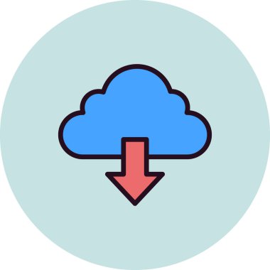 Bulut indirme. Web simgesi basit illüstrasyon