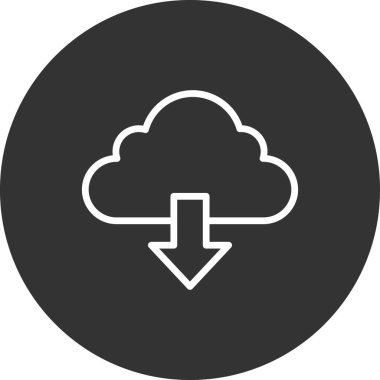 Bulut indirme. Web simgesi basit illüstrasyon