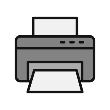 Yazıcı simgesi. Web tasarımı için basit bilgisayar vektör simgeleri çizimi