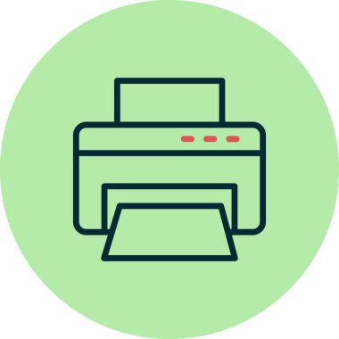 Yazıcı simgesi. Web tasarımı için basit bilgisayar vektör simgeleri çizimi