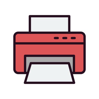 Yazıcı simgesi. Web tasarımı için basit bilgisayar vektör simgeleri çizimi