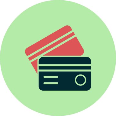 Kredi kartı düz simgesi, vektör illüstrasyonu 