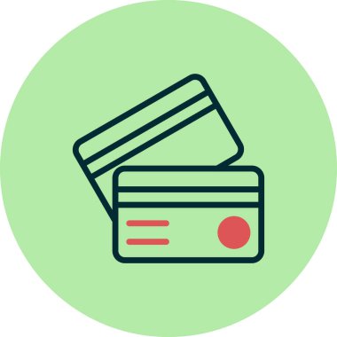 Kredi kartı düz simgesi, vektör illüstrasyonu 