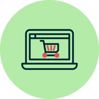 Alışveriş ikonu, vektör çizimi. Çevrimiçi Depo