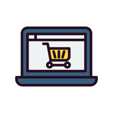 Alışveriş ikonu, vektör çizimi. Çevrimiçi Depo