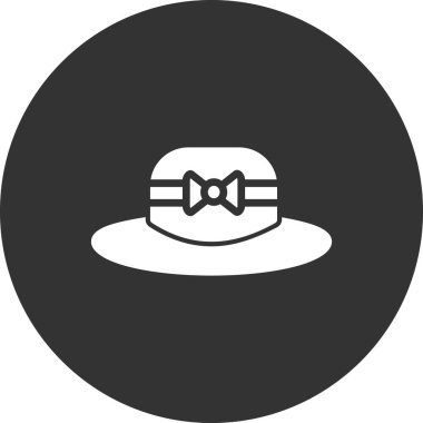 Şapka simgesinin vektör illüstrasyonu. Pamela Şapkası