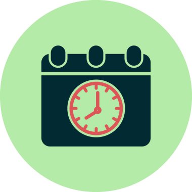 Saat tarih simgesi vektör çizimi. Zamanlama 