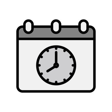 Saat tarih simgesi vektör çizimi. Zamanlama 