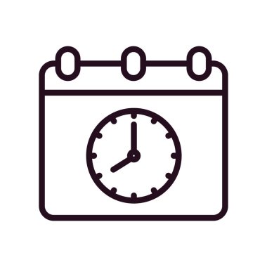 Saat tarih simgesi vektör çizimi. Zamanlama 