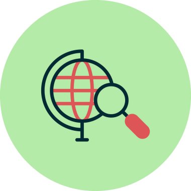 Büyüteç cam vektör çizimine sahip küresel küre. Aranıyor 