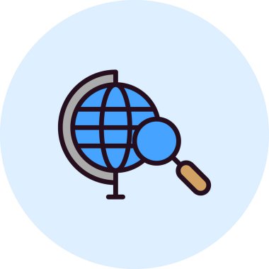 Büyüteç cam vektör çizimine sahip küresel küre. Aranıyor 